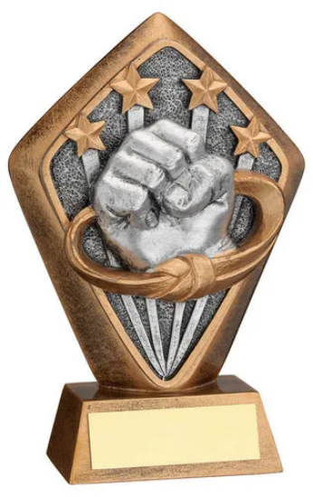 BRZ/GOLD DIAMOND HOLDER WITH MARTIAL ARTS DISC WITH PLATE - 5.25in