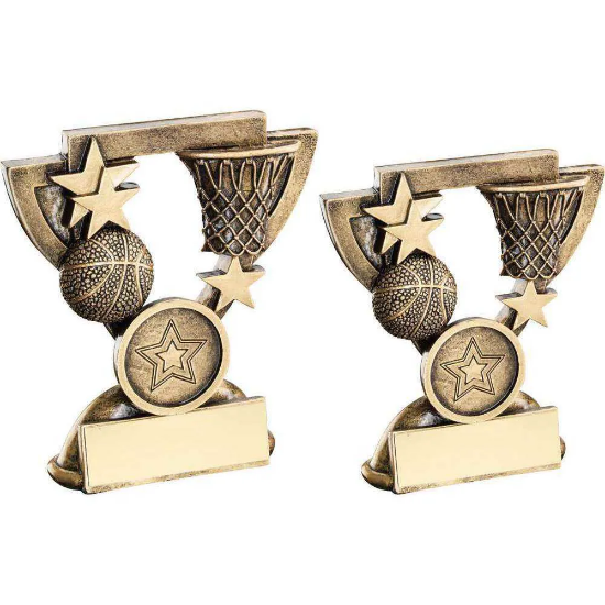 BRZ/GOLD BASKETBALL MINI CUP WITH PLATE (1in CENTRE)