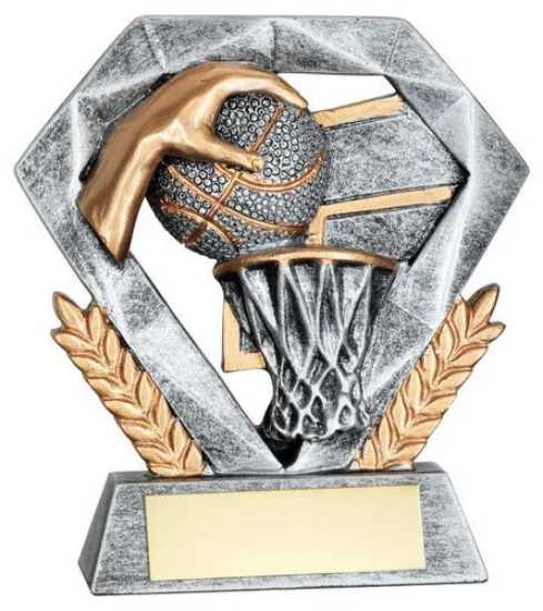 PEW/GOLD BASKETBALL MINI DIAMOND WITH PLATE - 4in