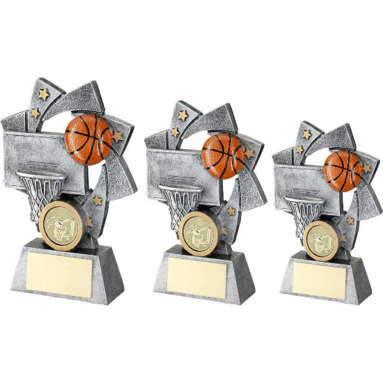 PEW/GOLD/ORANGE BASKETBALL STAR SPIRAL WITH PLATE (1in CENTRE)