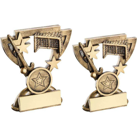 BRZ/GOLD HOCKEY MINI CUP WITH PLATE (1in CENTRE)