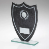 STONE EFFECT GLASS SHIELD WITH HOCKEY CENTRE AND PLATE - 8in