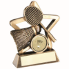 BRZ/GOLD BADMINTON MINI STAR WITH PLATE (1in CENTRE) - 4.25in