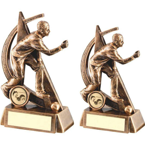 BRZ/GOLD MALE LAWN BOWLS GEO FIGURE WITH PLATE (1in CENTRE)