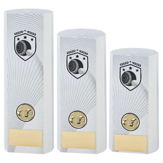 WHITE PLASTIC FILLED COLUMN LAWN BOWLS (1in CEN)