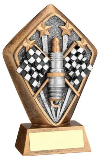 BRZ/GOLD DIAMOND HOLDER WITH MOTOR SPORT DISC WITH PLATE - 5.25in