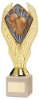 GOLD PLASTIC HOLDER + BOXING DISC ON CREAM MARBLE TROPHY (1in CEN) - 8.25in