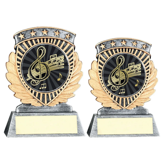 PEW/GOLD 5 STAR HOLDER WITH VINYL MUSIC INSERT & PLATE