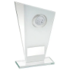 WHITE/SILVER PRINTED GLASS PLAQUE WITH MULTI ATHLETICS INSERT AND PLATE - 6.5in