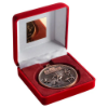 RED VELVET BOX AND 60mm MEDAL ATHLETICS TROPHY BRONZE - 4in