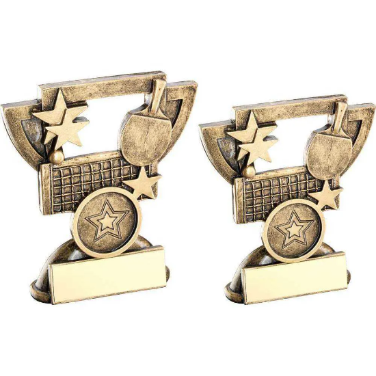 BRZ/GOLD TABLE TENNIS MINI CUP WITH PLATE (1in CENTRE)