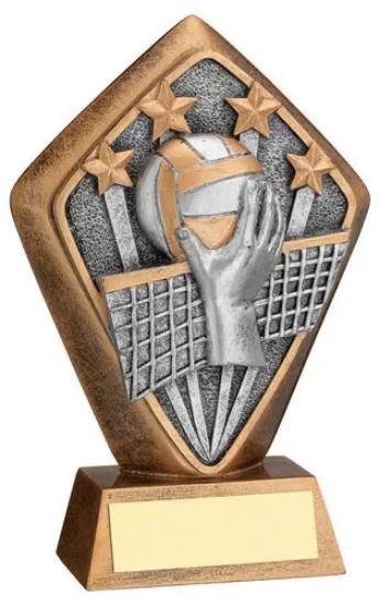 BRZ/GOLD DIAMOND HOLDER WITH VOLLEYBALL DISC WITH PLATE - 5.25in