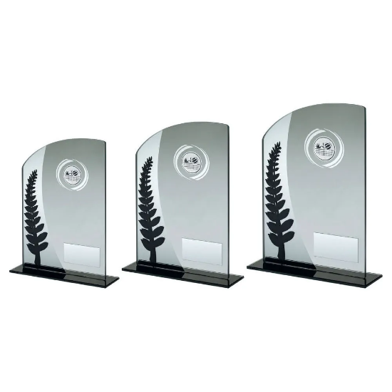 JADE GLASS PLAQUE WITH BLK/SILVER DETAIL & VOLLEYBALL INSERT AND PLATE