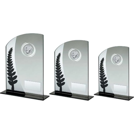 JADE GLASS PLAQUE WITH BLACK/SILVER DETAIL WITH TEN PIN INSERT AND PLATE