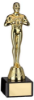 GOLD PLASTIC ACHIEVEMENT FIGURE ON BLACK MARBLE TROPHY - 7.25in