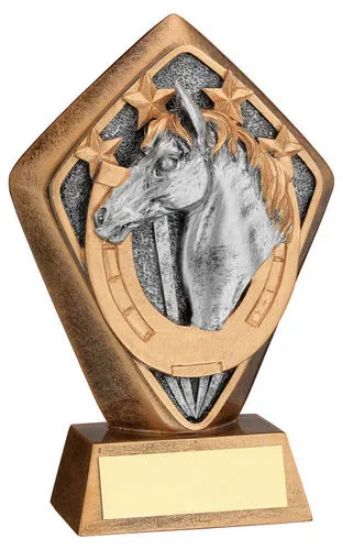 BRZ/GOLD DIAMOND HOLDER WITH HORSE DISC WITH PLATE - 5.25in