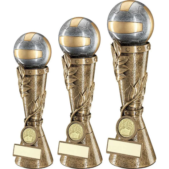 BRZ/PEW/GOLD GAELIC FOOTBALL LEAF COLUMN WITH PLATE (1in CENTRE)