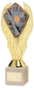 GOLD PLASTIC HOLDER + SHOOTING DISC ON CREAM MARBLE TROPHY (1in CEN) - 11in