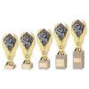 GOLD PLASTIC HOLDER + DOMINOES DISC ON CREAM MARBLE TROPHY (1in CEN)
