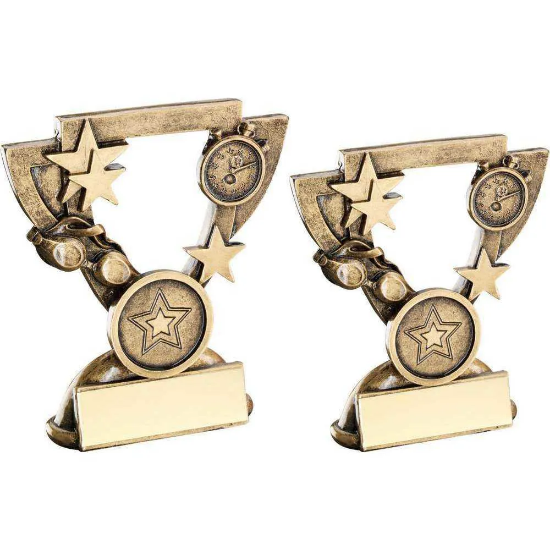 BRZ/GOLD SWIMMING MINI CUP WITH PLATE (1in CENTRE)