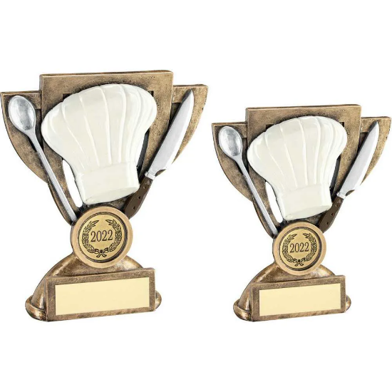 BRZ/WHITE/SILVER COOKING MINI CUP WITH PLATE  (1in CENTRE)