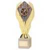 GOLD PLASTIC HOLDER + CYCLING DISC ON CREAM MARBLE TROPHY (1in CEN) - 11in