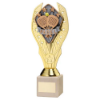 GOLD PLASTIC HOLDER + PADEL DISC ON CREAM MARBLE TROPHY (1in CEN) - 7.75in