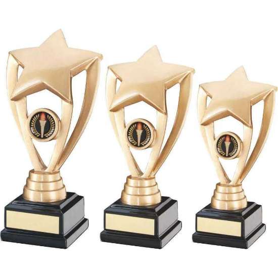 GOLD SHOOTING STAR HOLDER ON BLACK BASE WITH PLATE (1in CENTRE)