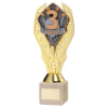 GOLD PLASTIC HOLDER + THIRD DISC ON CREAM MARBLE TROPHY (1in CEN) - 11in