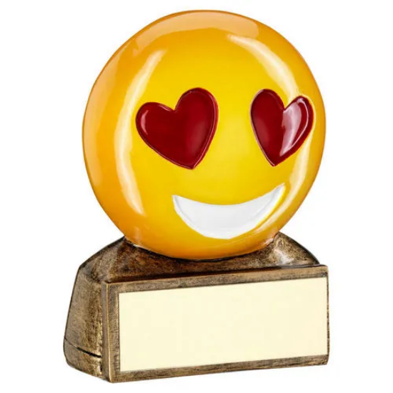 BRZ/YELLOW/RED HEART EYES EMOJI FIGURE WITH PLATE - 2.75in