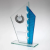 JADE/BLUE/SILV GLASS WITH SILVER/BLACK TRIM TROPHY (1in CEN) - 6.5in