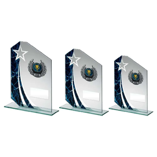 JADE//SILV GLASS PLAQUE WITH SILV/BLK TRIM TROPHY (1in CENTRE)