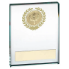 JADE GLASS BLOCK WITH GOLD WREATH 12mm THICK WITH PLATE (1in CENTRE) - 2 x 3in