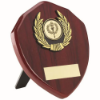ROSEWOOD SHIELD AND GOLD TRIM ASSEMBLED TROPHY (1in CENTRE) - 6in