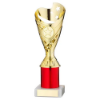 GOLD/RED PLASTIC SABRE CUP ASSEMBLED ON MARBLE (1in CEN) - 10in