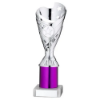 SILVER/PURPLE PLASTIC SABRE CUP ASSEMBLED ON MARBLE (1in CEN) - 11in