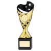GOLD/BLK PLASTIC SABRE CUP ON BLK MARBLE ASSEMBLED TROPHY (1" CEN) - 6.75in