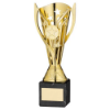 GOLD PLASTIC FLASH CUP ON BLACK MARBLE ASSEMBLED TROPHY (1" CEN) - 8in