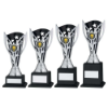 SILVER/BLACK PLASTIC FLASH CUP ON BASE ASSEMBLED TROPHY (1" CEN)