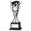 SILVER/BLACK PLASTIC FLASH CUP ON BASE ASSEMBLED TROPHY (1" CEN) - 9.5in