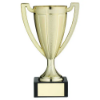 GOLD PLASTIC STIPPLED TROPHY CUP WITH PLATE - 10.5in