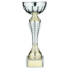 SILV/GOLD SPIRO TROPHY CUP WITH PLATE - 9.5in