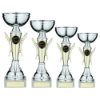 SILVER/GOLD WINGED TROPHY CUP WITH PLATE (1in CENTRE)