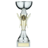 SILVER/GOLD WINGED TROPHY CUP WITH PLATE (1in CENTRE) - 7.5in