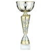 GOLD/MATT SILV TROPHY CUP WITH PLATE - 14.25in
