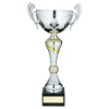 SILVER/GOLD TROPHY CUP WITH HANDLES AND PLATE - 15.75in
