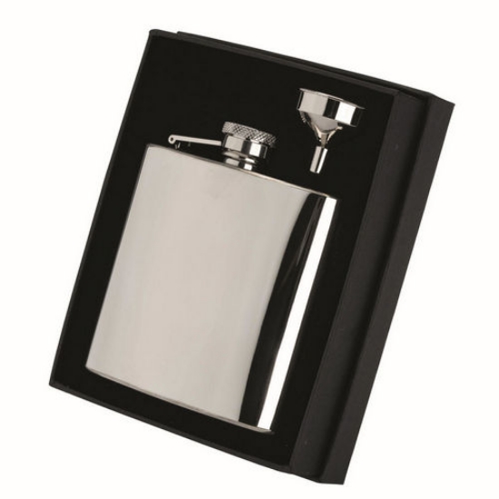 Picture of 6 Oz Stainless Steel Hip Flask With Captive Top - 4.25in