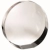 CLEAR GLASS ROUND WEDGED PAPERWEIGHT (FLAT OR STANDING) - 4.5in