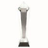 CLEAR GLASS PENTAGON COLUMN ON BASE - 13.75in