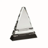 CLEAR GLASS PYRAMID ON BLACK BASE - 9in